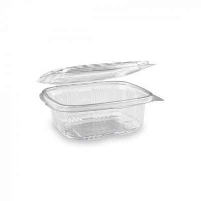 PET Szögletes víztiszta egybefedeles doboz 375 ml (újrahasznosítható)