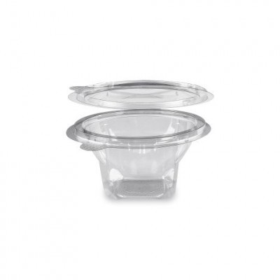 PET kerek víztiszta egybefedeles doboz 250 ml (újrahasznosítható)