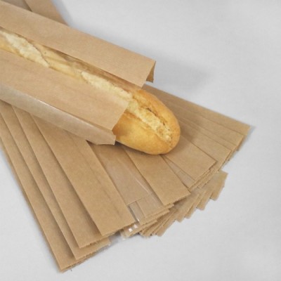 Papírzacskó BAGUETTE ablakos (12+5x58 cm, ablak 8 cm) BARNA