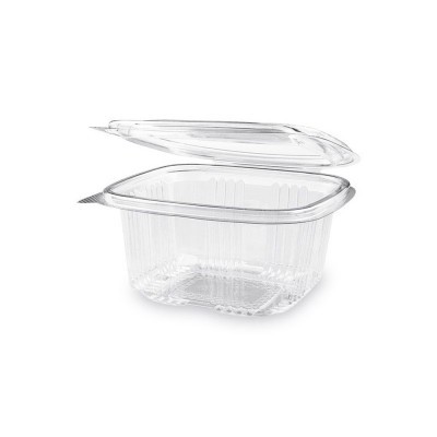 PET Szögletes víztiszta egybefedeles doboz 500 ml (újrahasznosítható)