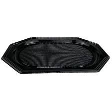 Catering tálca - 3 személyes - 350 x 250 x 20 mm PET fekete 10db/cs, 100db/krt