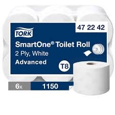 Tork 472242 SmartOne WC papír, fehér, 2 réteg, 1150 lap, 207m, (T8) 1150 lap/tekercs