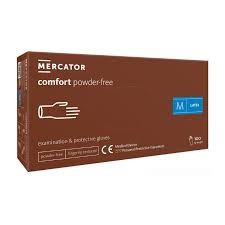 MERCATOR COMFORT POWDER-FREE latex púdermentes vizsgálókesztyű S,M,L,XL 100db/doboz