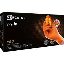 MERCATOR gogrip (orange)nitril vizsgálókesztyű narancspúdermentes,gyémánt textúrált M, L, XL, XXL 50 db/doboz