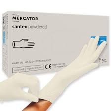 MERCATOR Santex powdered latex púderes vizsgálókesztyűXS,S,M,L,XL 100 db/doboz