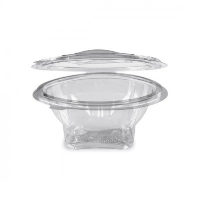 PET kerek víztiszta egybefedeles doboz 500 ml (újrahasznosítható)