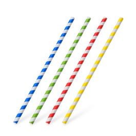 Papír szívószál csíkos fehér-piros vagy fehér-kék vagy fehér- zöld színben 250x8mm